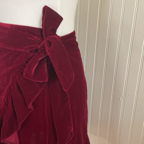 Urban Outfitters Velvet Wrap Skirt with Ruffles - Picture 10 of 11